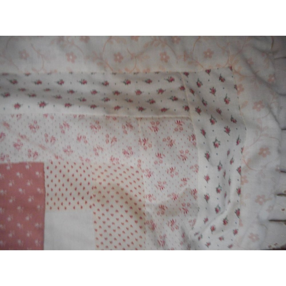 Vtg Handmade Quilted Amish Log Cabin Pattern Throw Pillow cover mauve 17 X 17 - Picture 5 of 6
